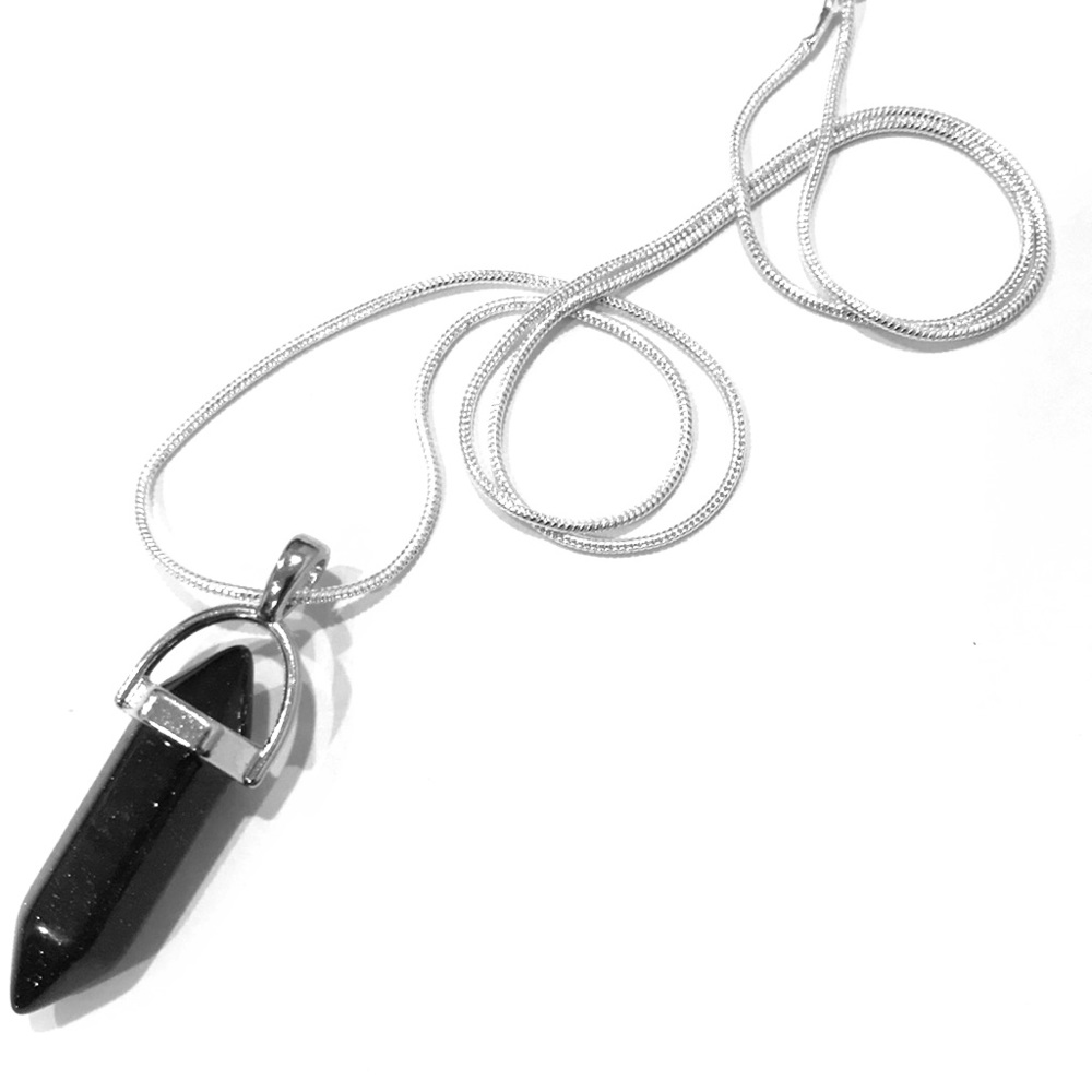 Black quartz 925 silver chain necklace